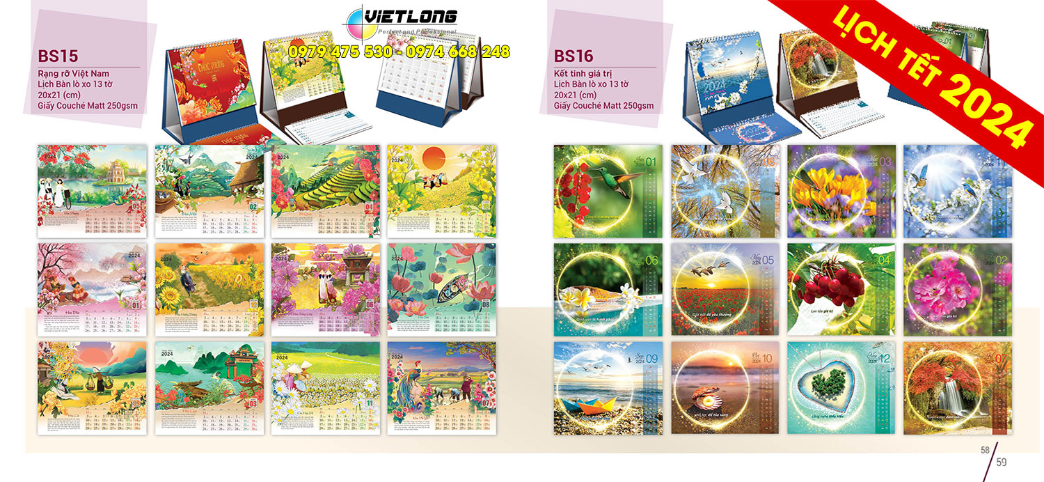 Mẫu lịch bàn 2024 đẹp nhất - rạng rỡ việt nam