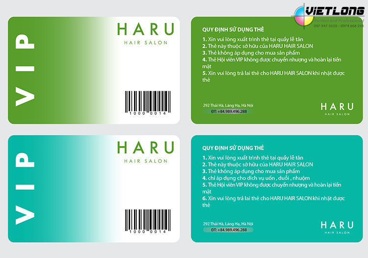 Mẫu thẻ vip cho hair salon