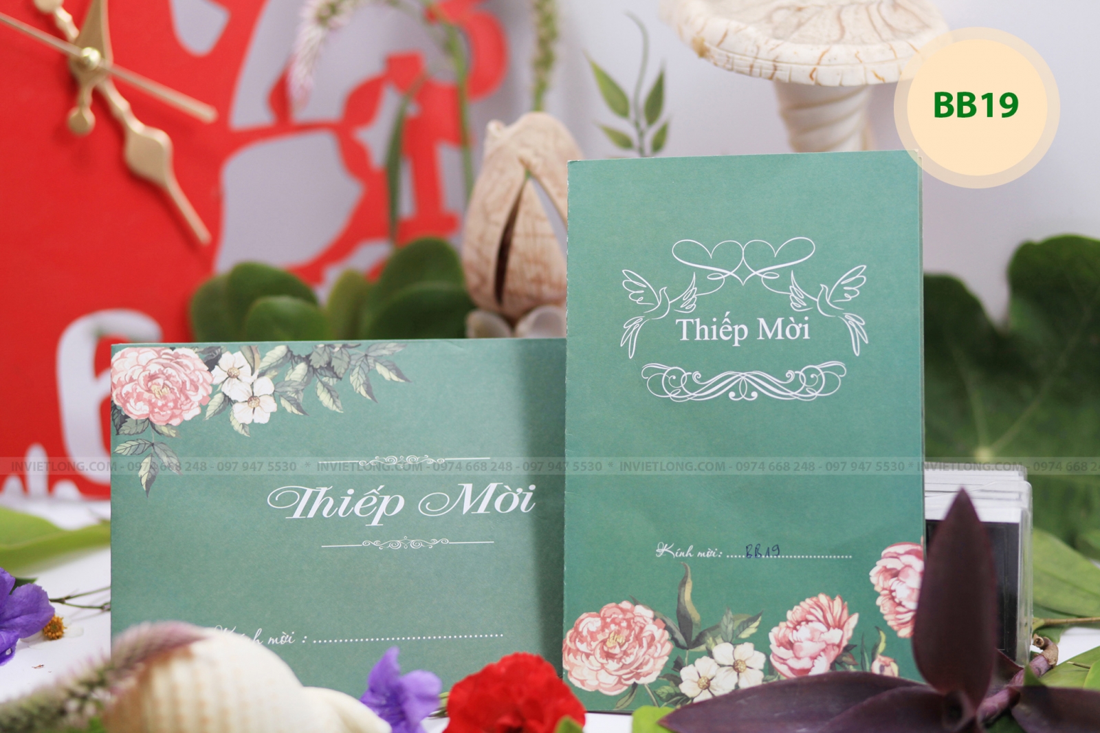 Mẫu thiệp cưới xanh ấn tượng