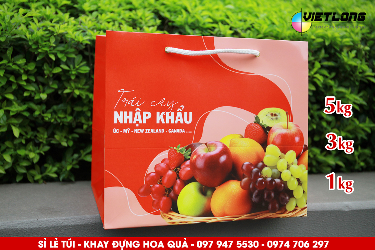Mẫu túi đựng hoa quả màu đỏ. Sẵn loại 1-3-5 Kg