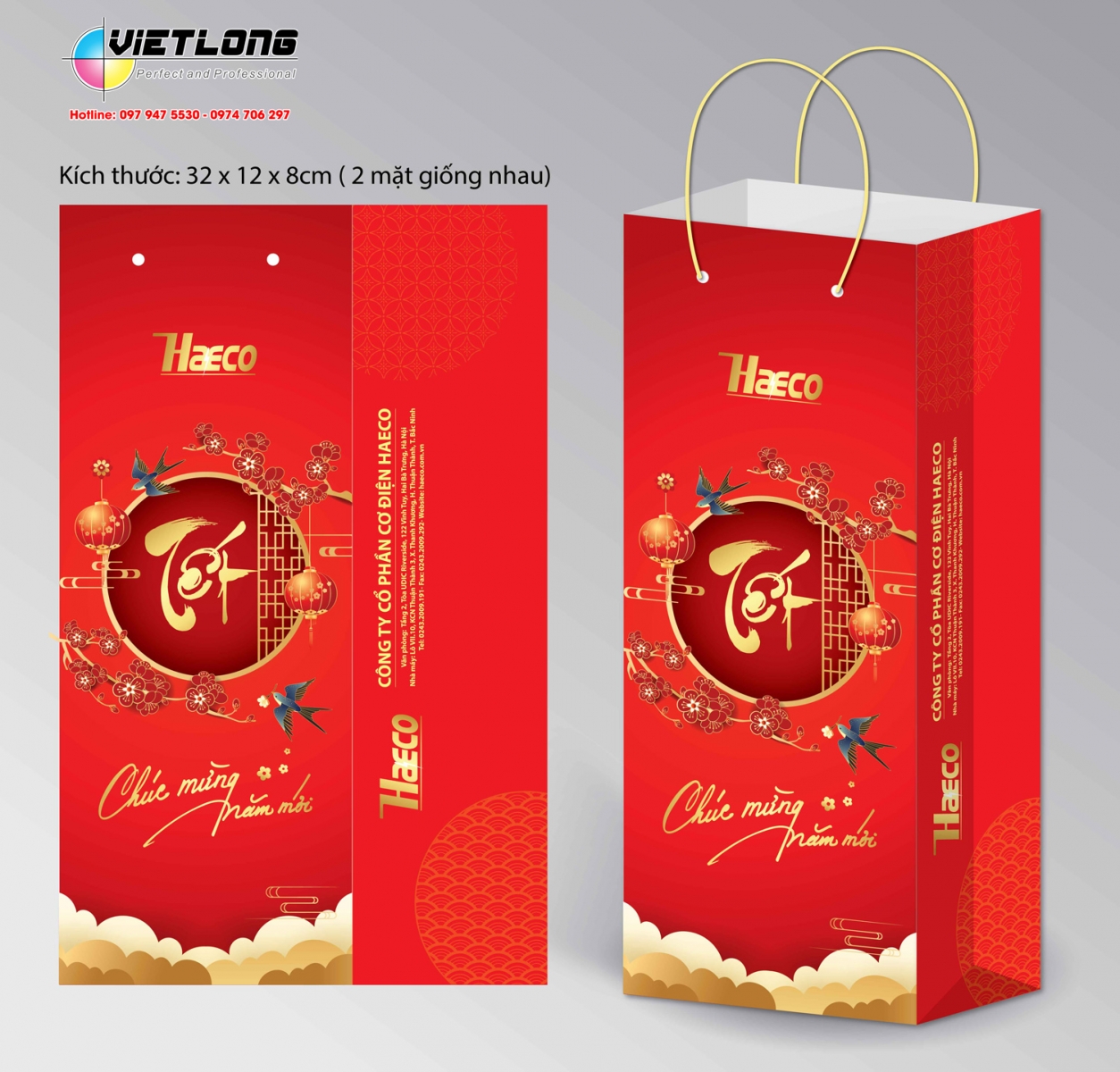 Mẫu túi quà Tết đựng hộp rượu, chai rượu