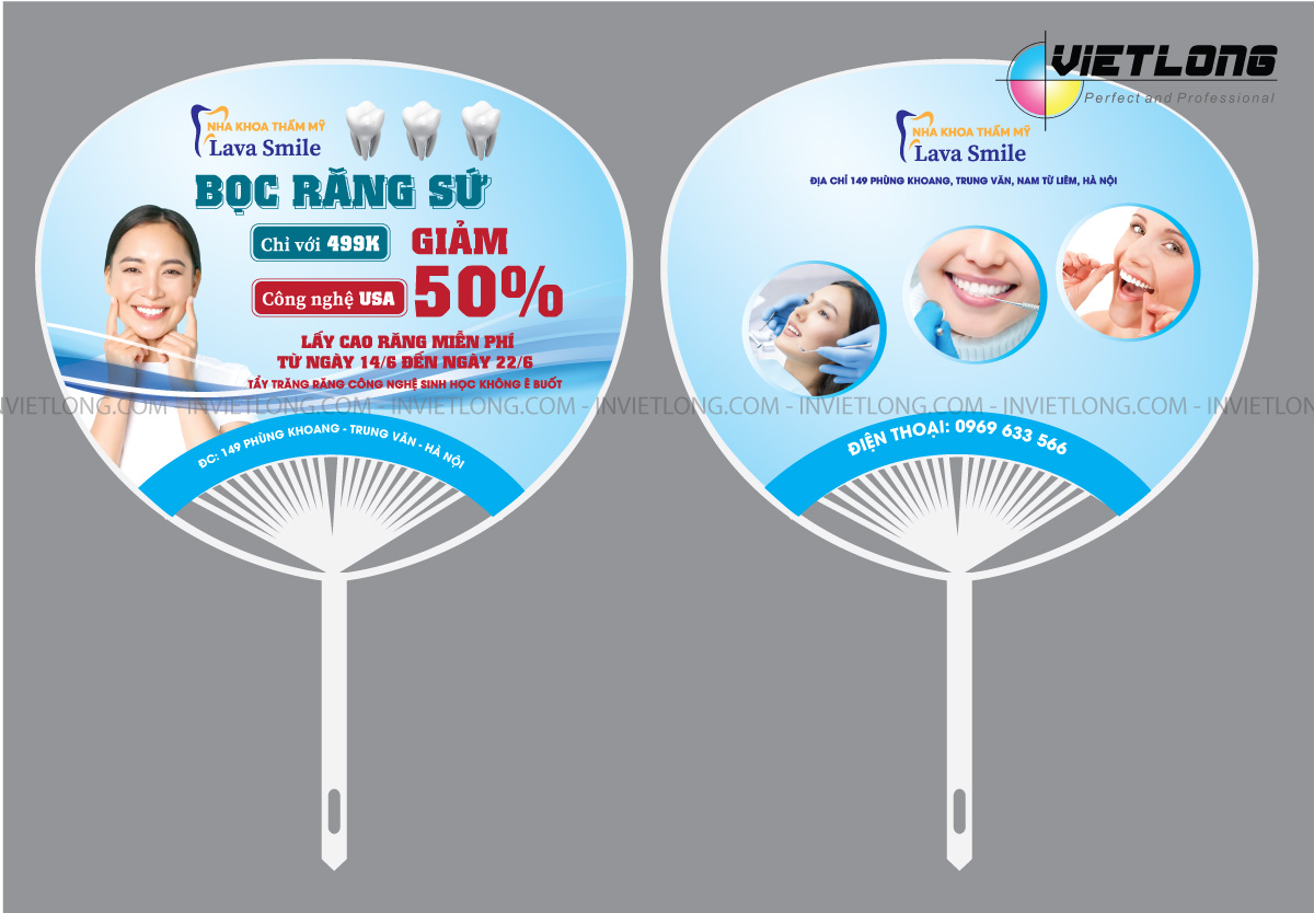 Mẫu quạt nhựa quảng cáo phòng khám nha khoa