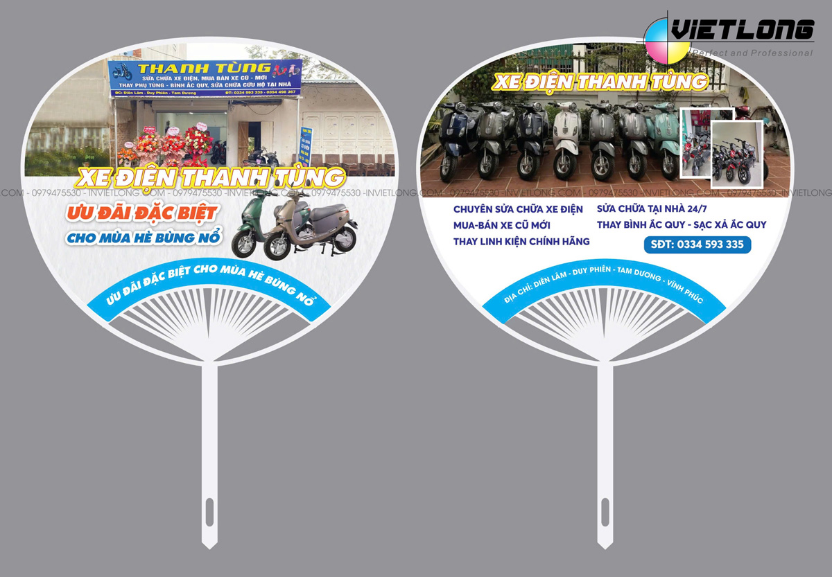 Mẫu quạt nhựa quảng cáo xe điện