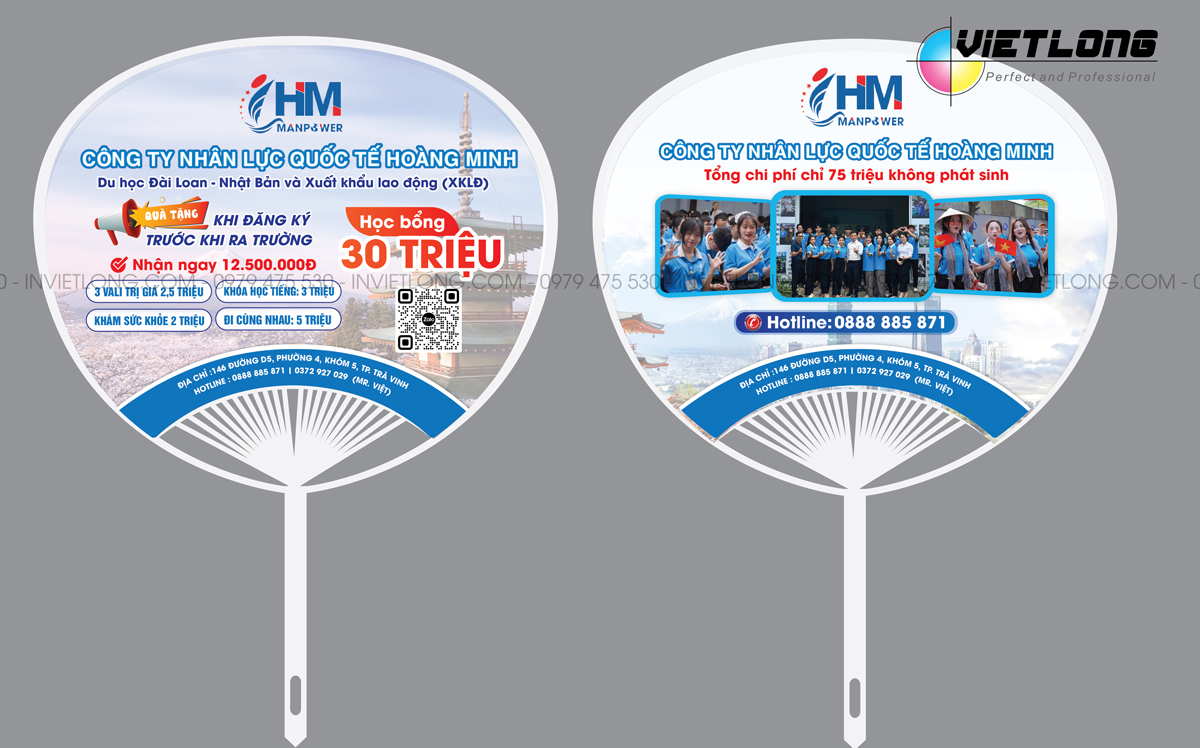 Mẫu thiết kế quạt quảng cáo du học đẹp