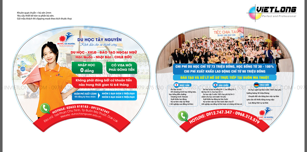 Mẫu quạt nhựa đẹp cho công ty du học
