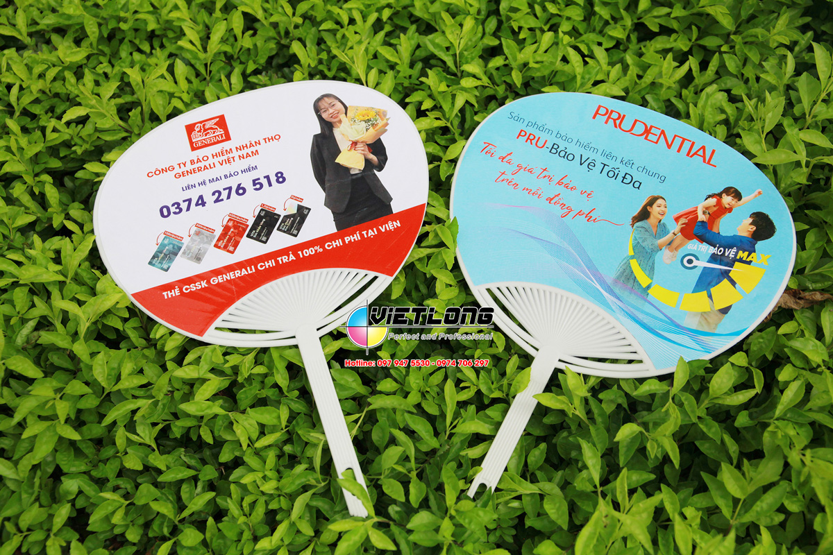 In quạt nhựa quảng cáo bảo hiểm nhân thọ