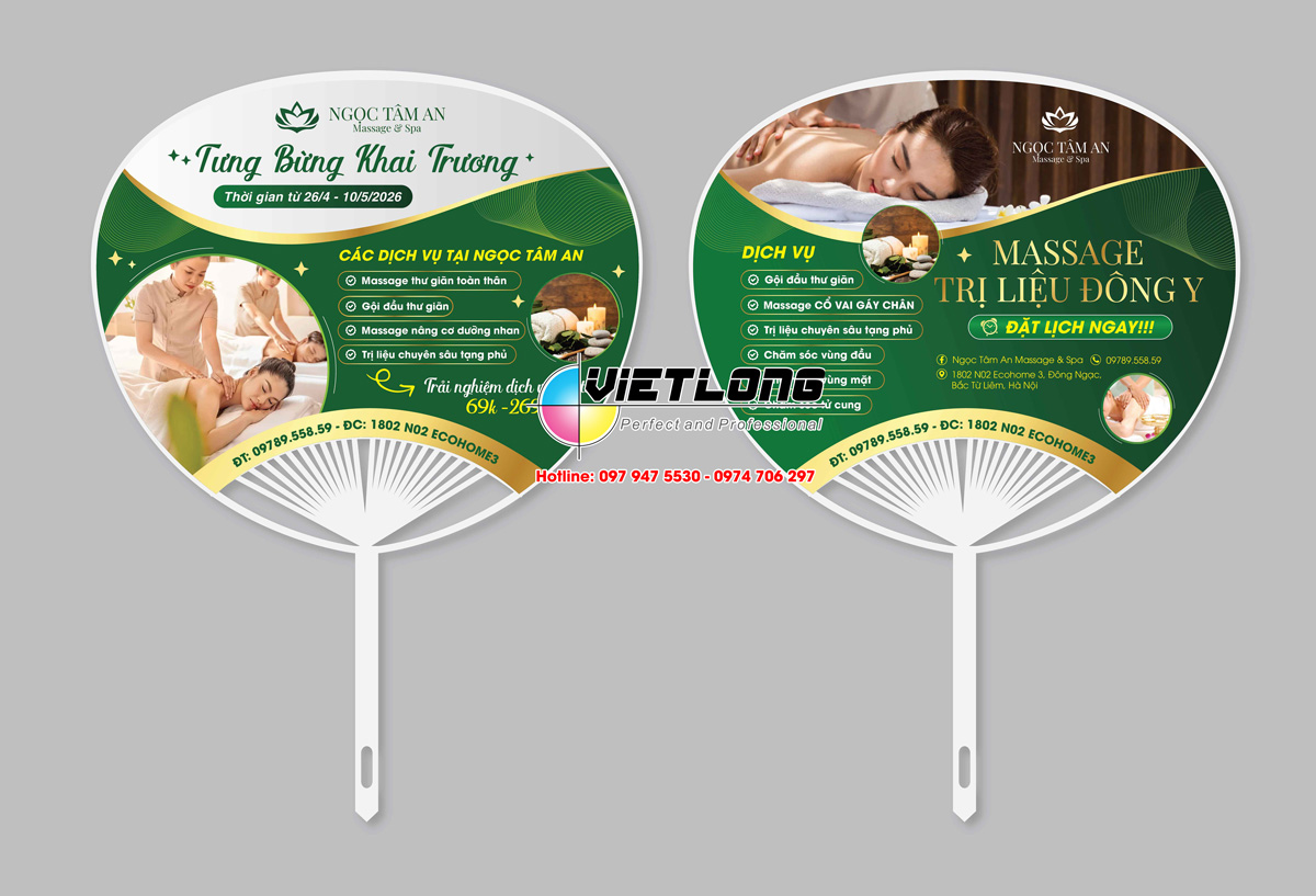 Mẫu quạt nhựa quảng cáo dịch vụ spa