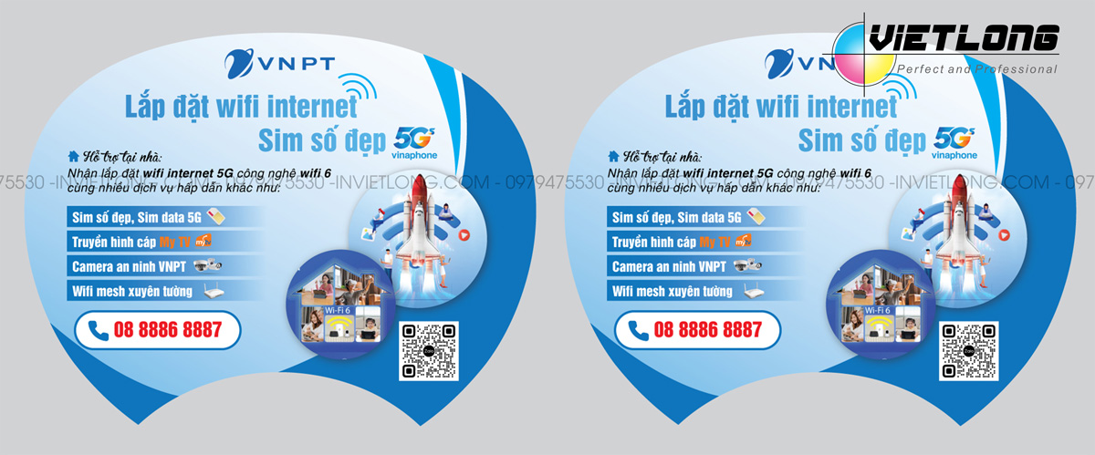 In quạt nhựa quảng cáo lắp đặt wifi internet sim 5g VNPT