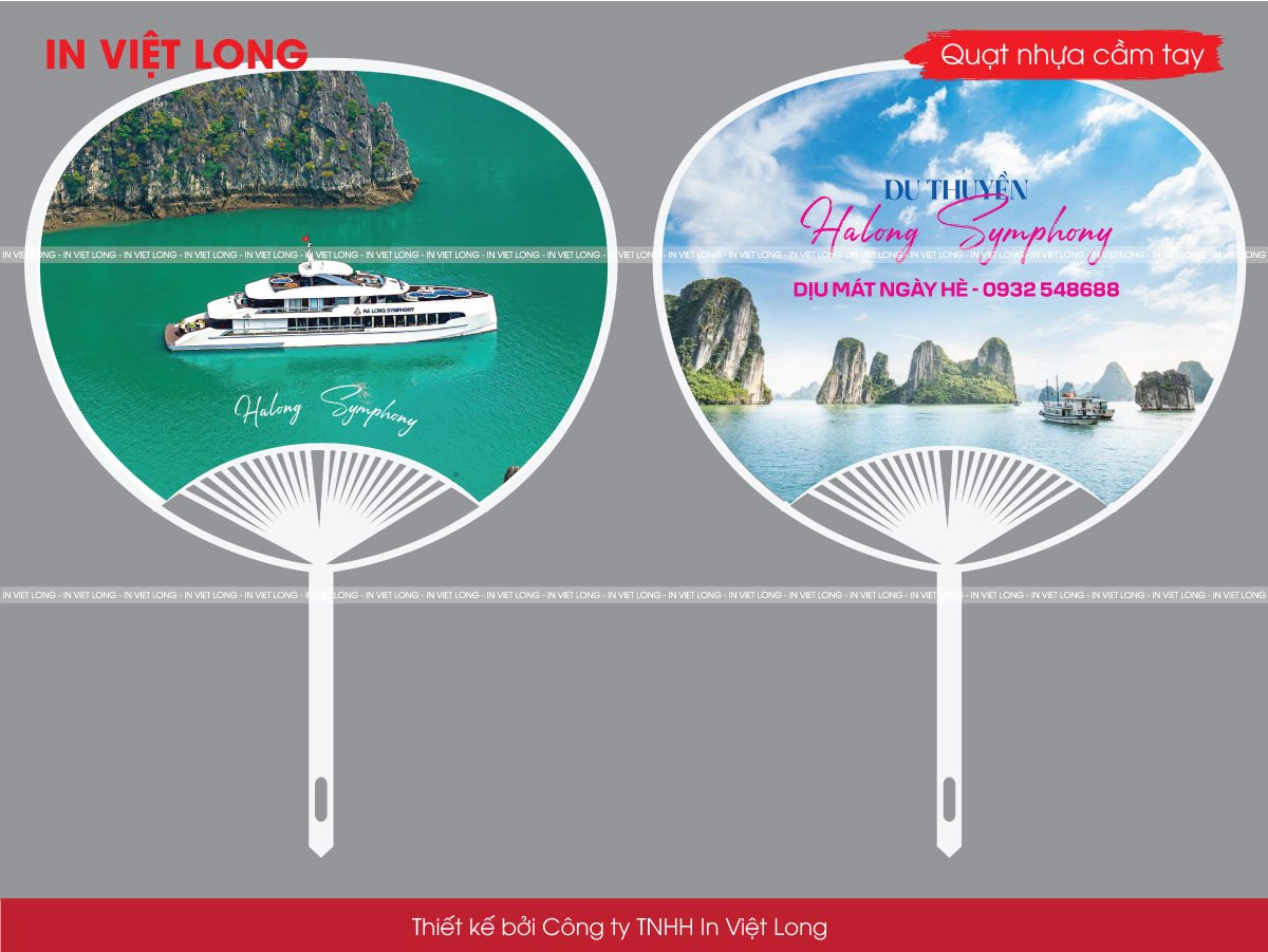 in quạt nhựa quảng cáo tour du thuyền