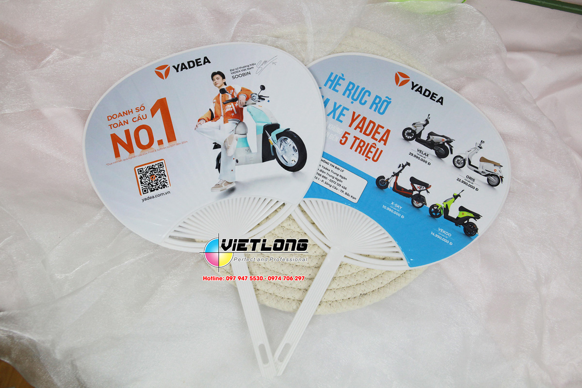 In quạt nhựa quảng cáo xe điện Yadea