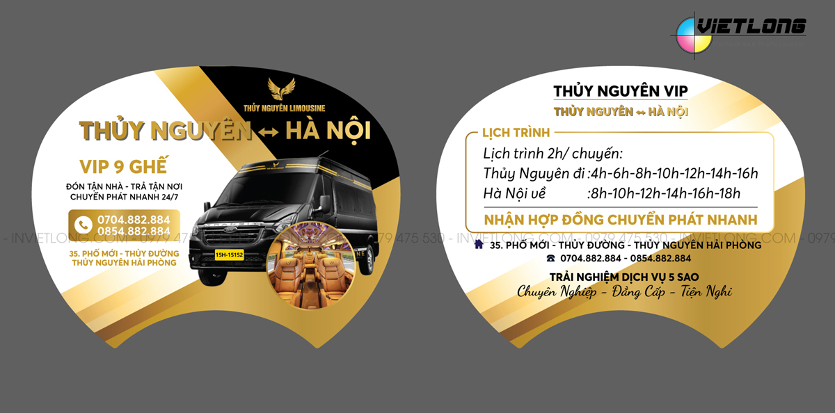 In quạt nhựa quảng cáo xe khách VIP