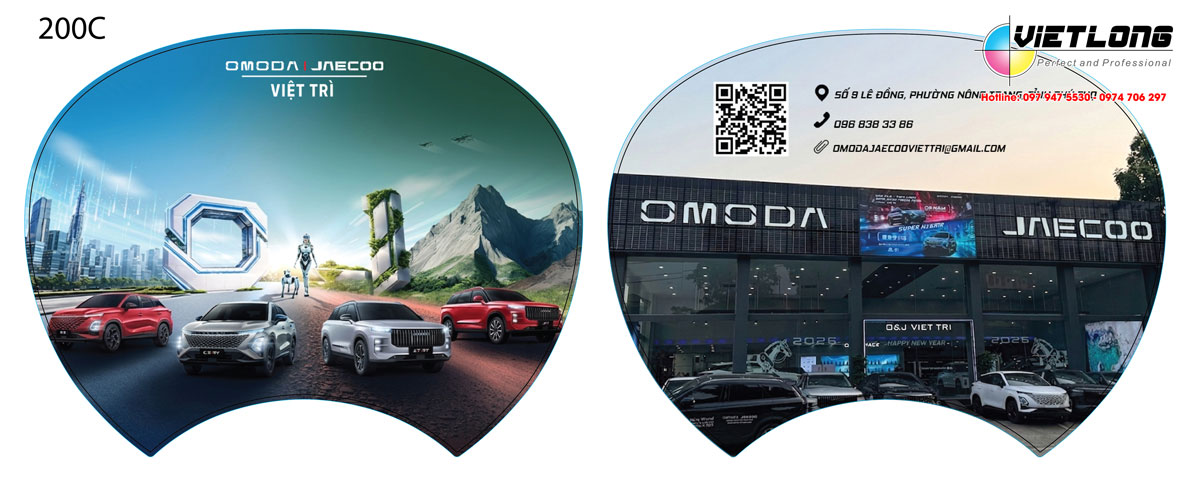 in quạt nhựa quảng cáo xe ô tô omoda