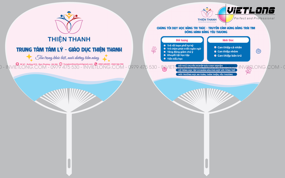 Mẫu quạt nhựa quảng cáo trung tâm tâm lý giáo dục
