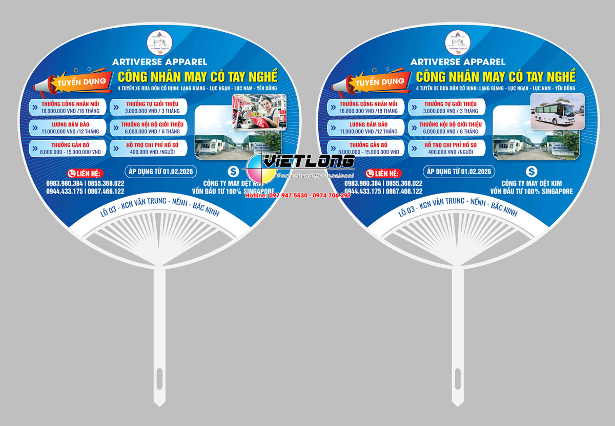 Mẫu thiết kế quạt nhựa tuyển dụng công nhân may