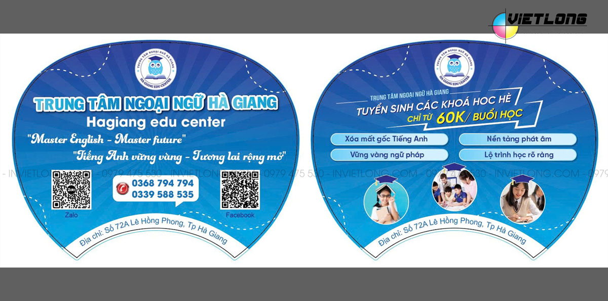 in quạt nhựa cho trung tâm ngoại ngữ Hà Giang