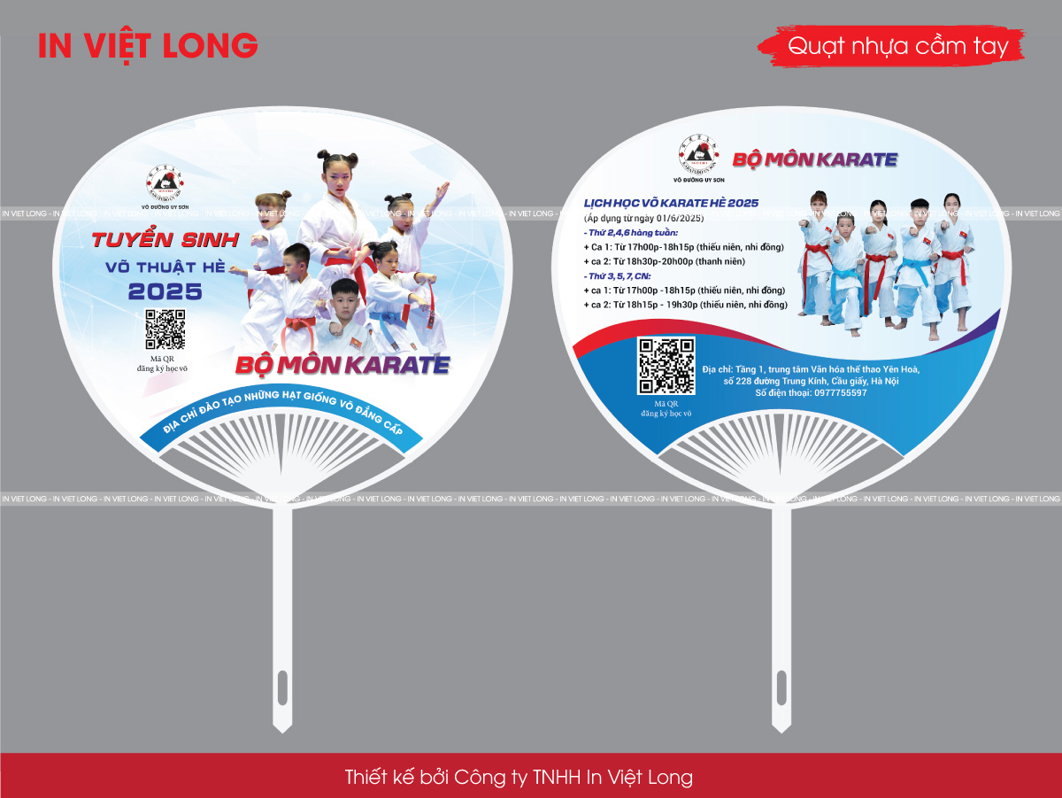 In quạt nhựa tuyển sinh lớp karate hè