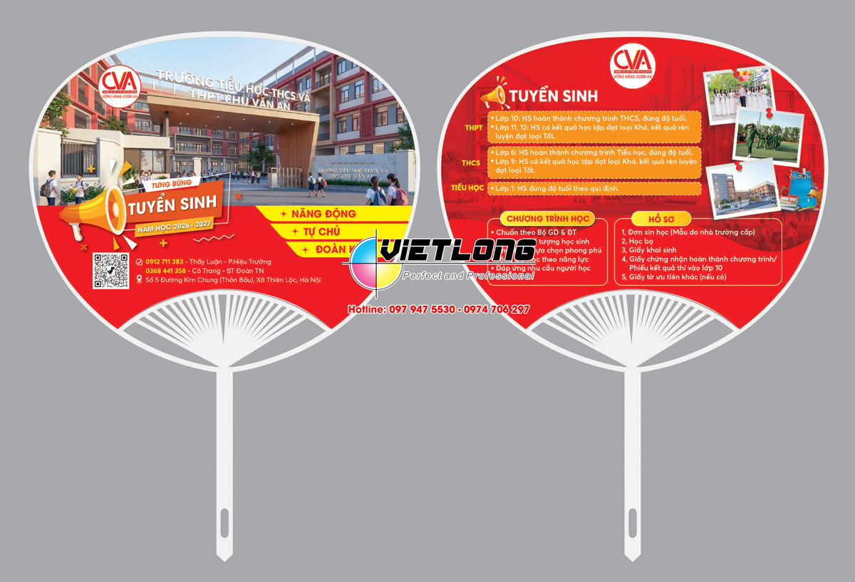 Mẫu quạt tuyển sinh trường liên cấp