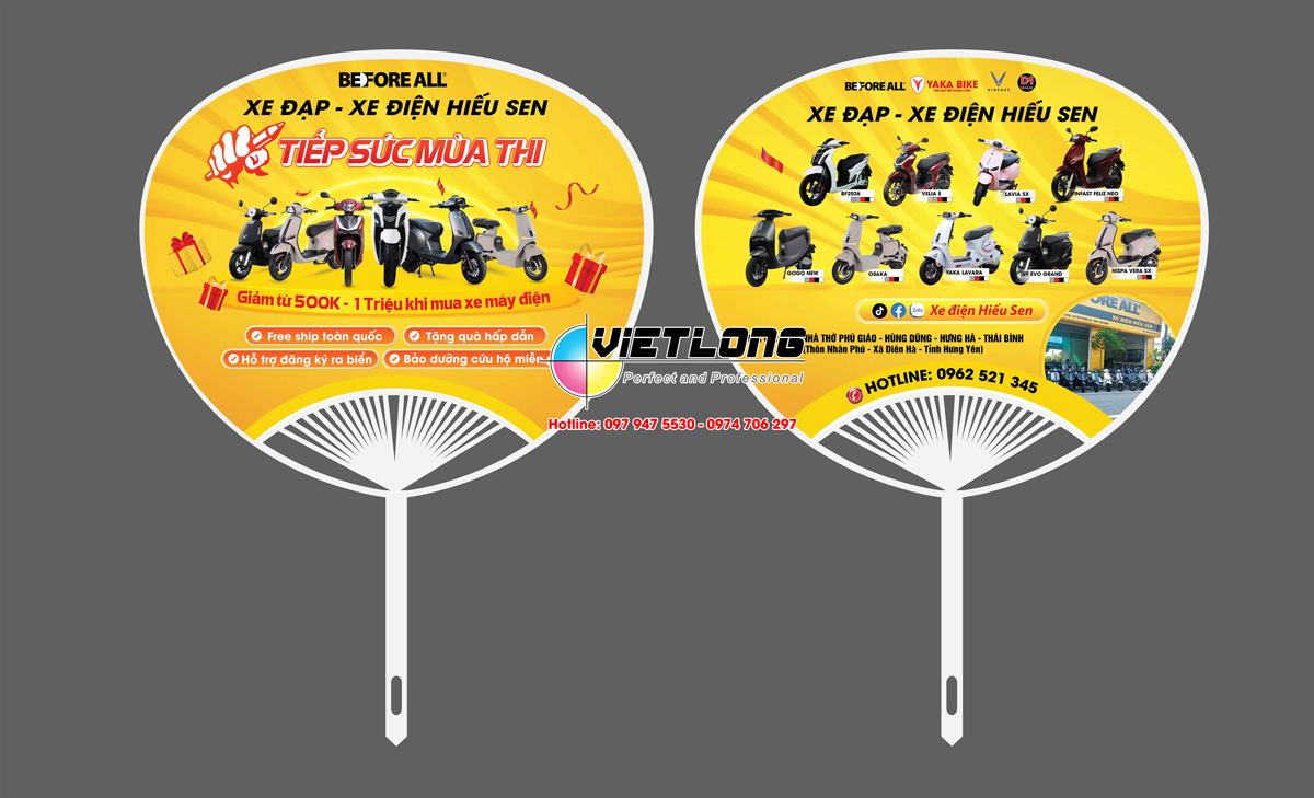 In quạt nhựa tiếp sức mùa thi hãng Before all