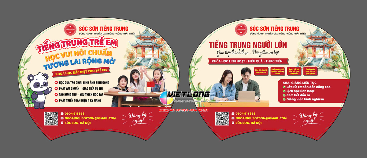 Mẫu quạt nhựa cho trung tâm đào tạo tiếng trung