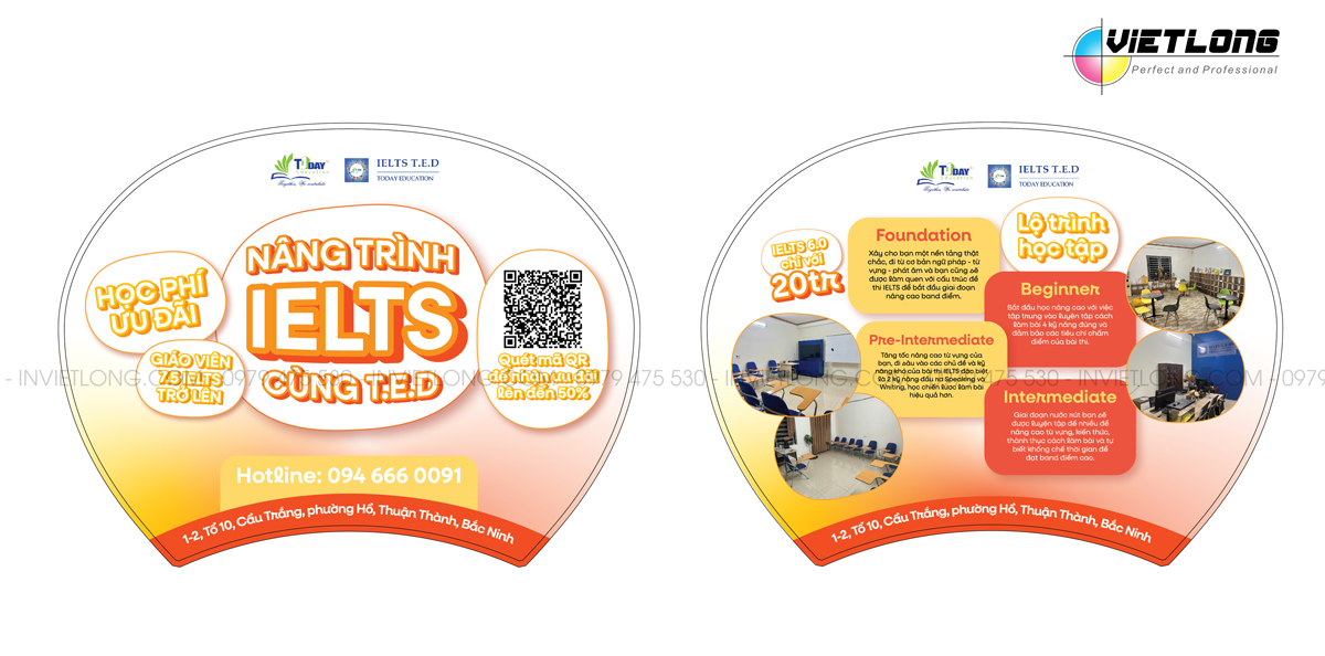 Mẫu quạt nhựa đẹp quảng cáo lớp IELTS