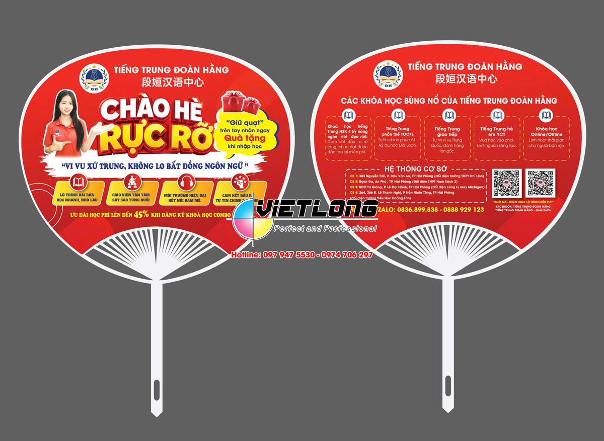 Mẫu quạt nhựa đào tạo tiếng Trung