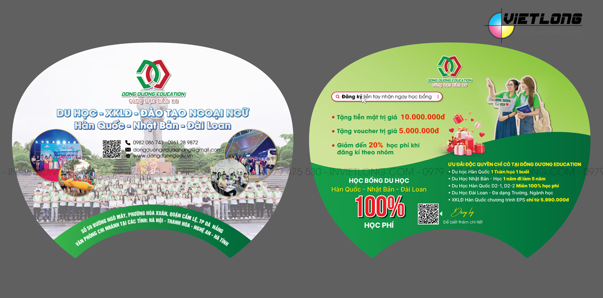 Mẫu quạt nhựa quảng cáo du học xkld