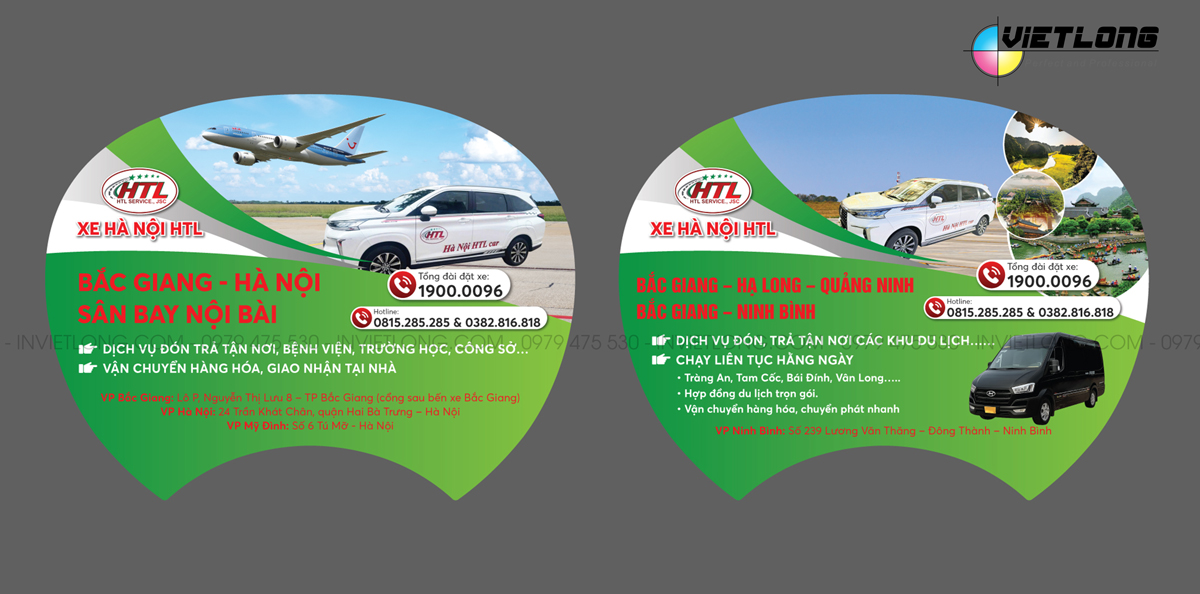 Mẫu quạt quảng cáo dịch vụ xe đưa đón, xe hợp đồng 