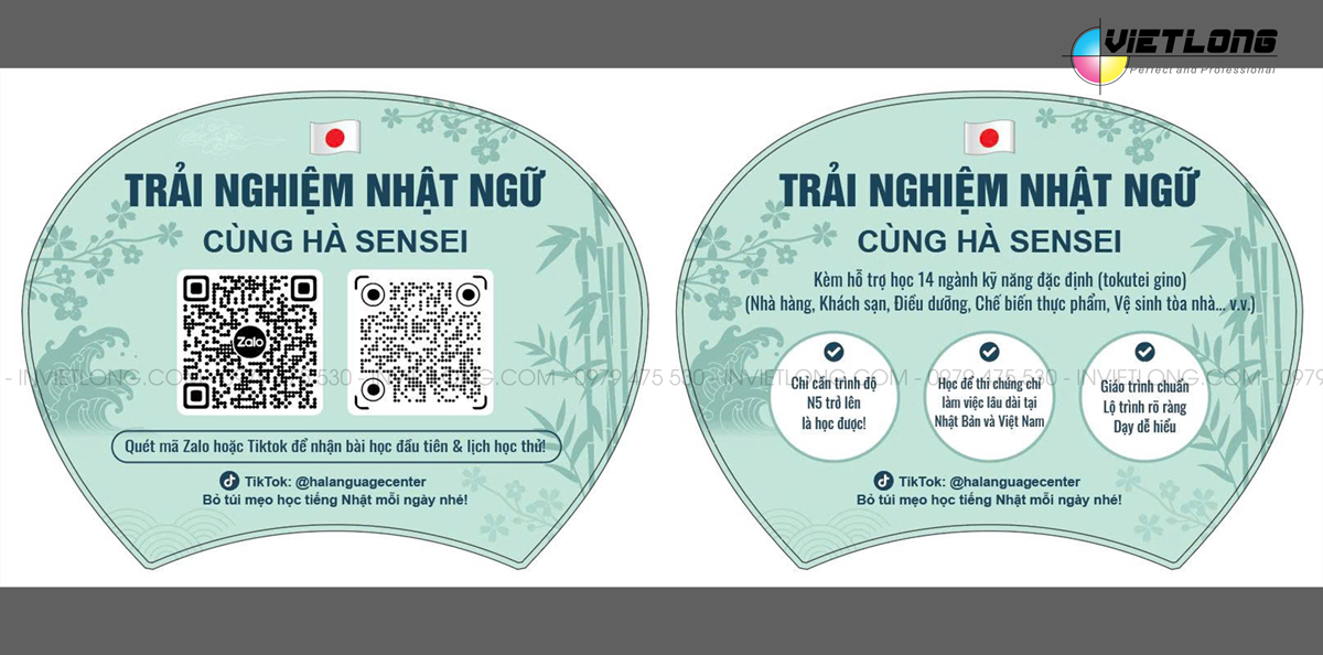 Mẫu quạt nhựa quảng cáo học tiếng Nhật Bản