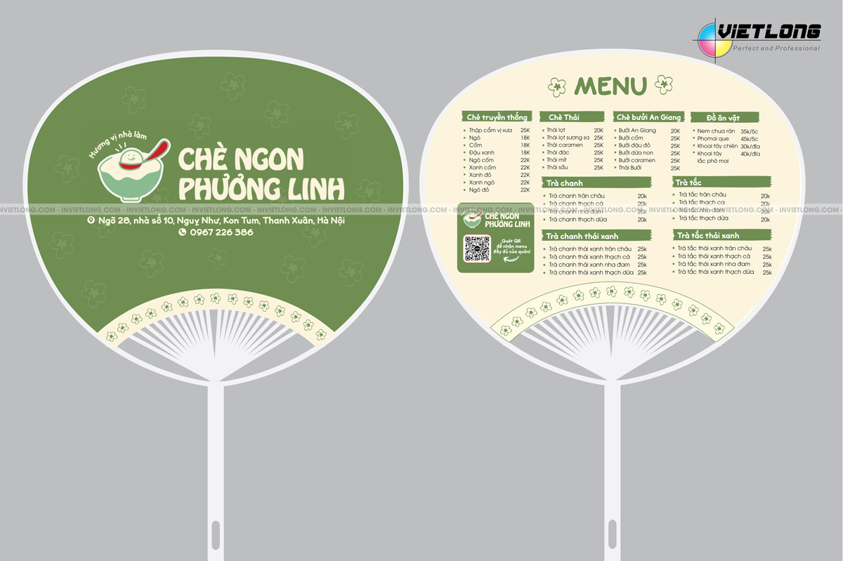 Mẫu quạt nhựa quảng cáo quán chè ngon
