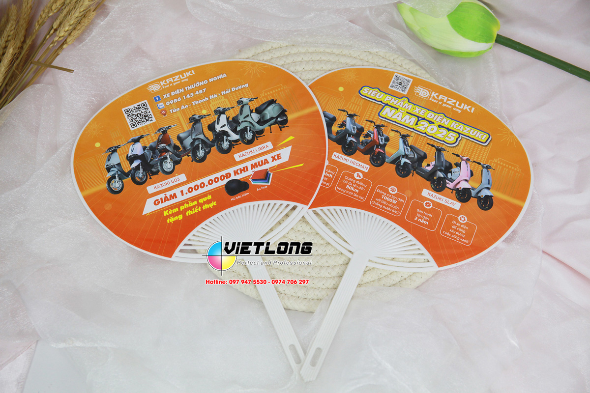 In quạt nhựa quảng cáo xe điện Kazuki