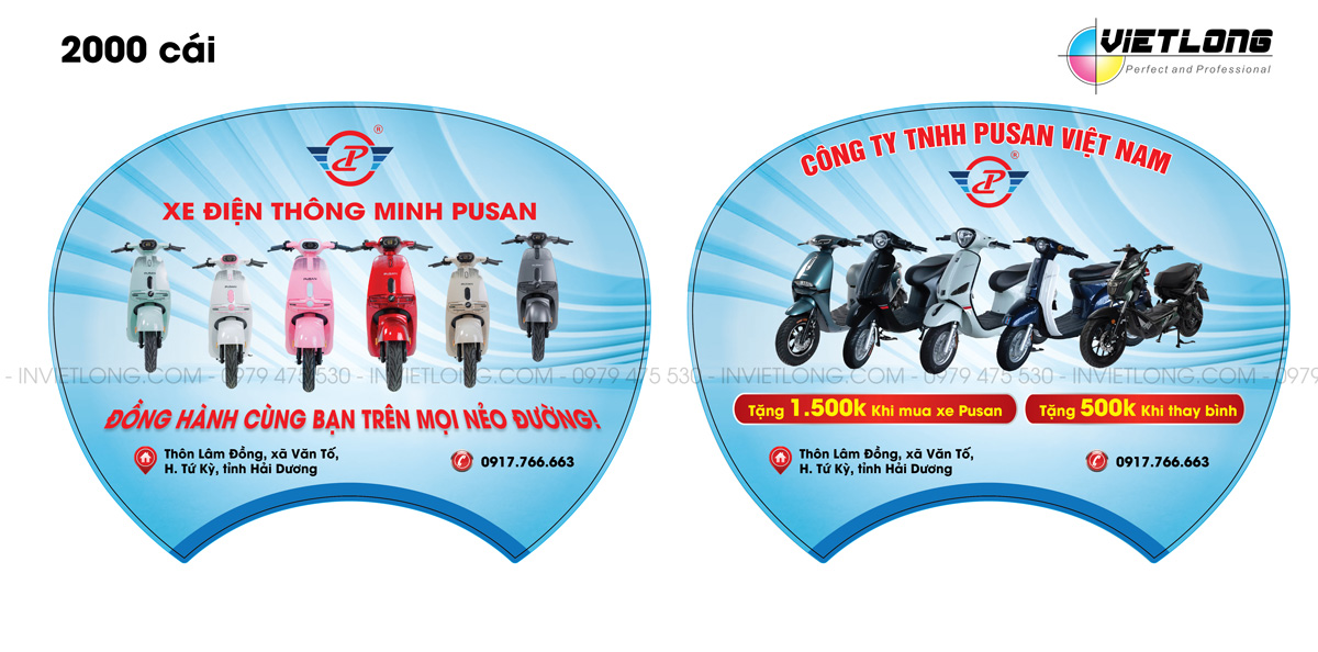 Mẫu quạt nhựa quảng cáo xe điện thông minh
