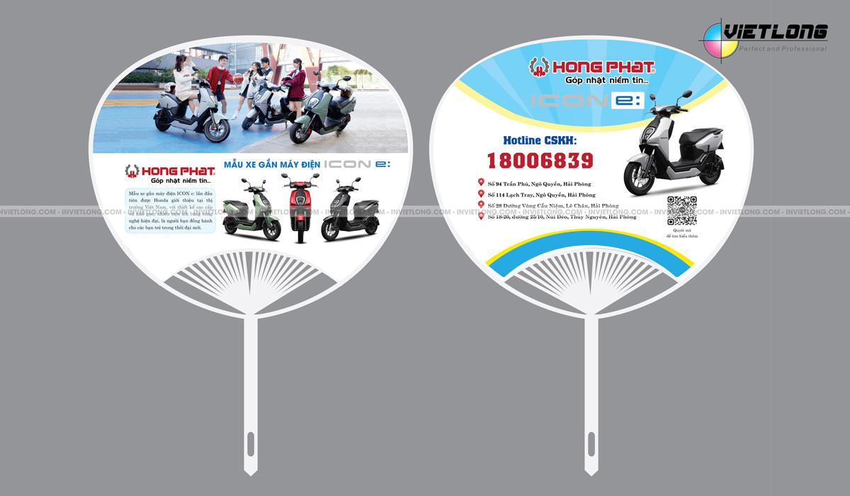 Mẫu quạt nhựa quảng cáo xe điện