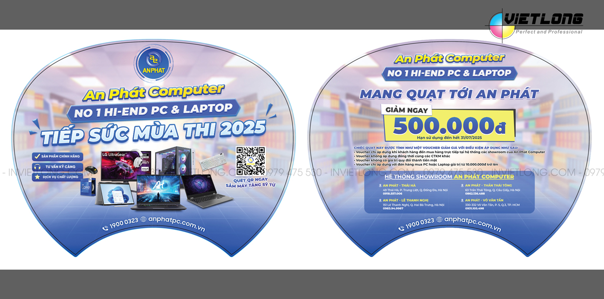 Mẫu quạt nhựa tiếp sức mùa thi cho công ty bán máy tính