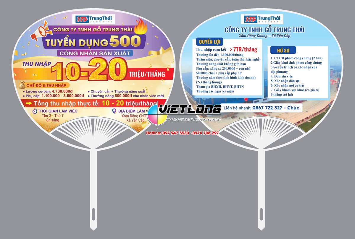 Mẫu quạt nhựa tuyển dụng công nhân sản xuất đẹp ấn tượng