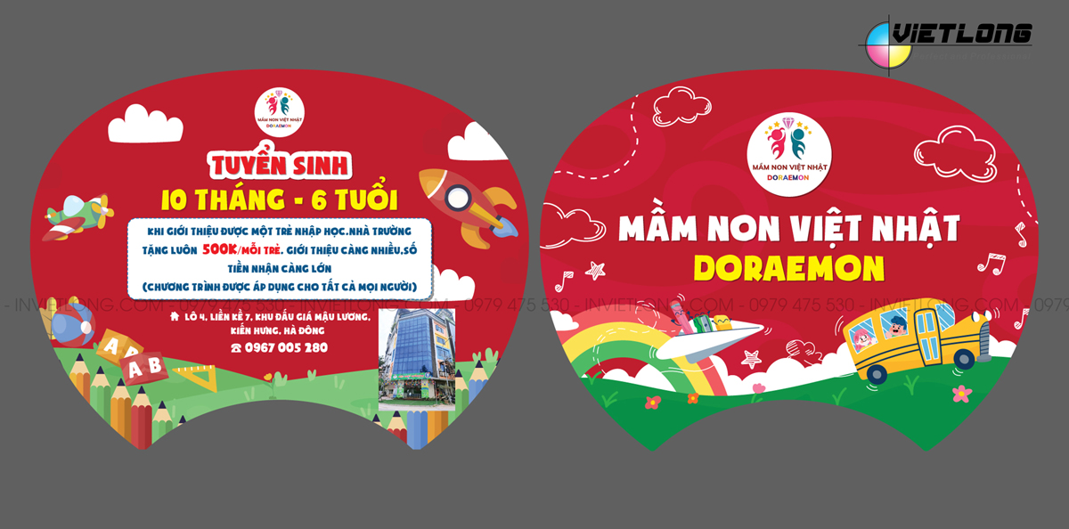 Mẫu quạt nhựa tuyển sinh trường mầm non