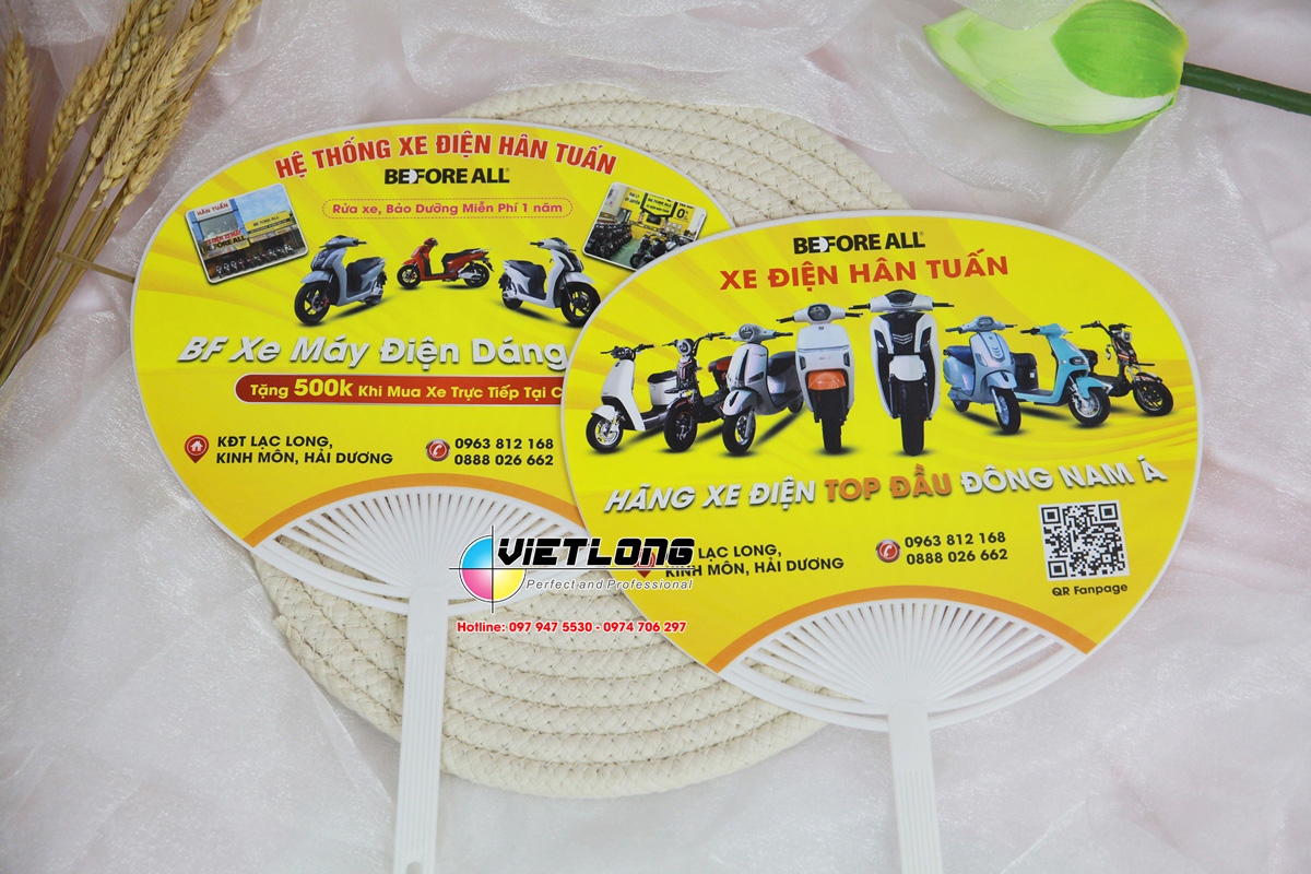 In quạt nhựa quảng cáo xe diện Before All