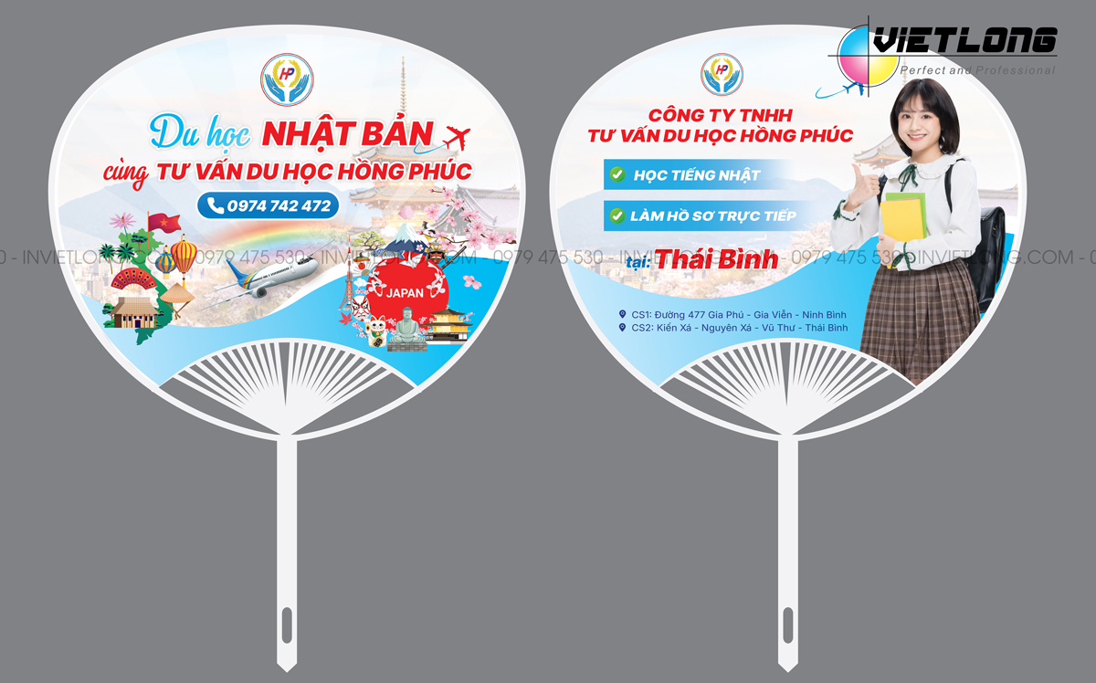 Tư vấn in quạt nhựa quảng cáo du học