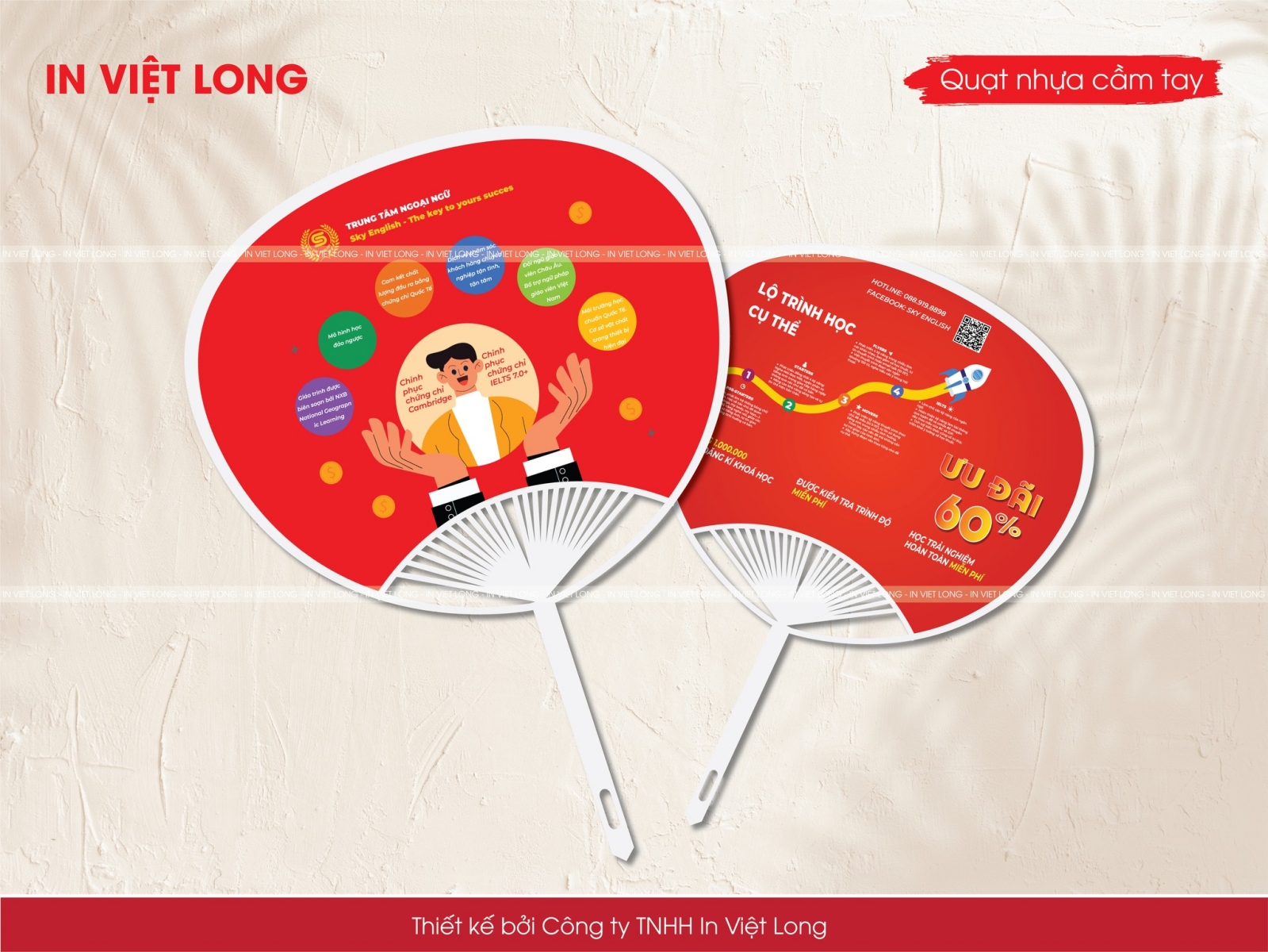 Mẫu quạt nhựa quảng cáo tuyển sinh lớp tiếng anh