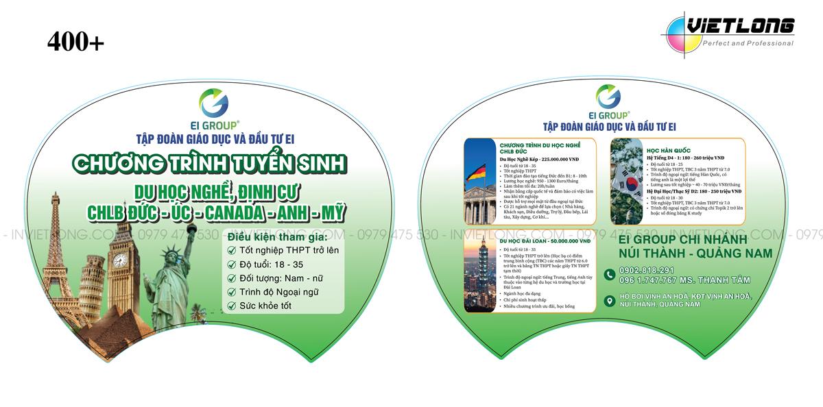 Mẫu quạt tuyển sinh du học XKLĐ Châu Âu