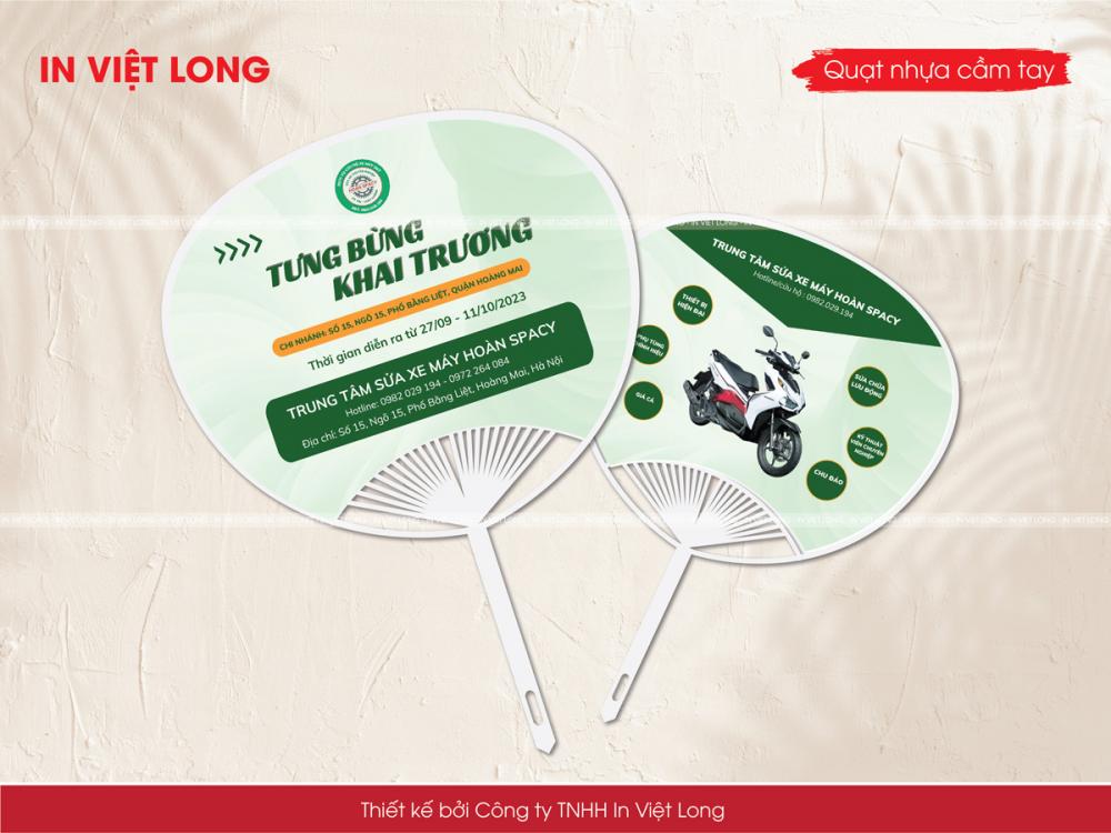 Mẫu quạt nhựa khai trương cửa hàng xe máy