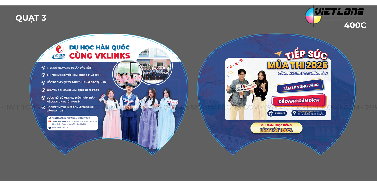 Xưởng in quạt du học quảng cáo Hàn QUốc