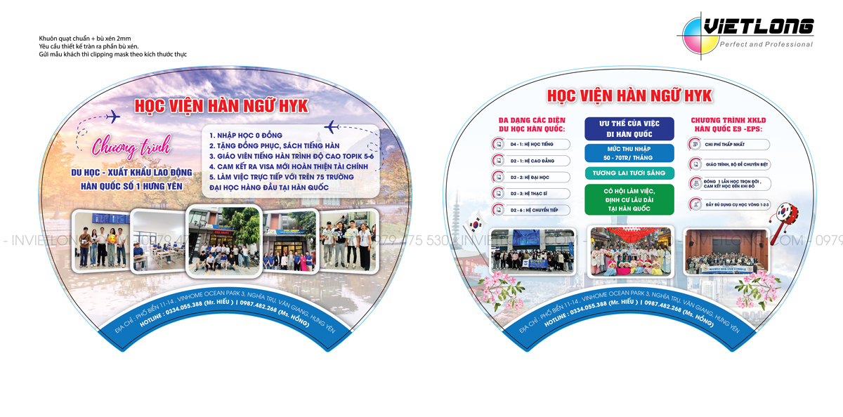 Xưởng in quạt quảng cáo du học xuất khẩu lao động giá rẻ Hà Nội