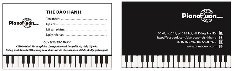 Thẻ bảo hành nhạc cụ Piano