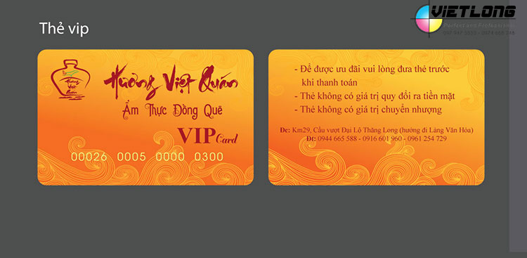 Mẫu thẻ VIP cho nhà hàng