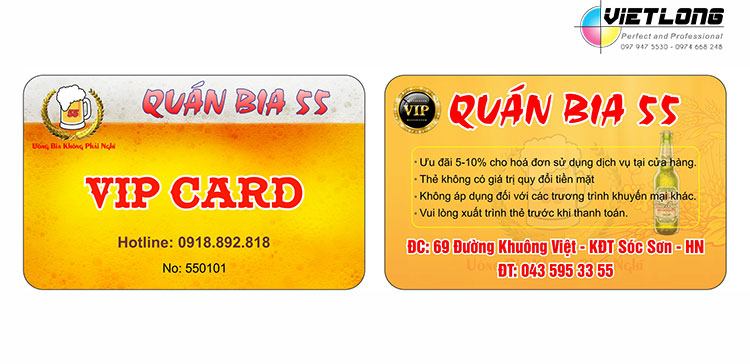 Mẫu thẻ VIP cho quán bia hơi