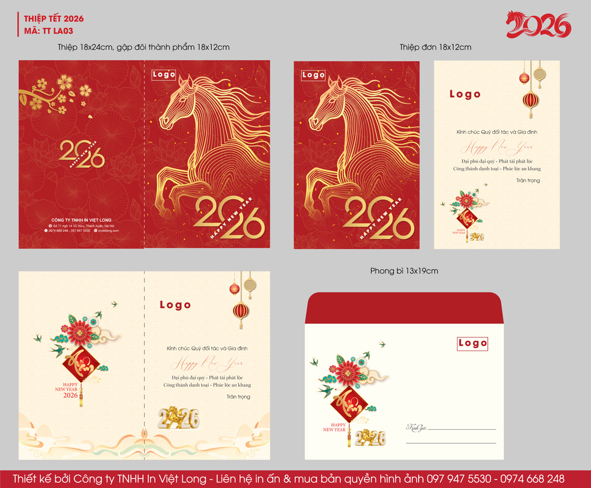 Ấn tượng mẫu thiệp chúc Tết 2026 in hình ngựa