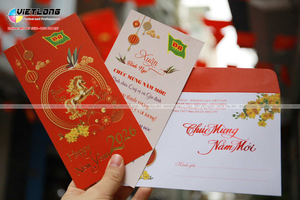 Bộ thiệp tết phong bì ép kim 