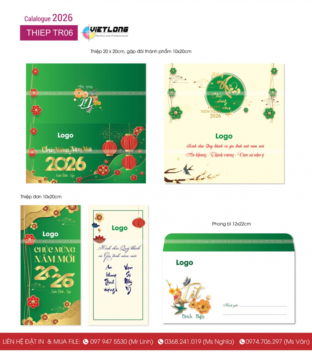 Bì thư chúc Tết 2026 màu xanh lá ấn tượng