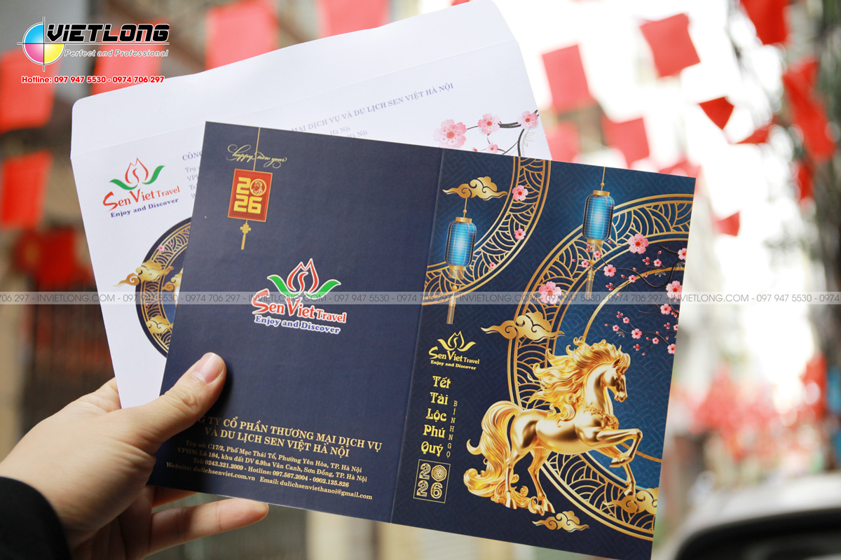 Mẫu thiệp tết màu xanh được yêu thích