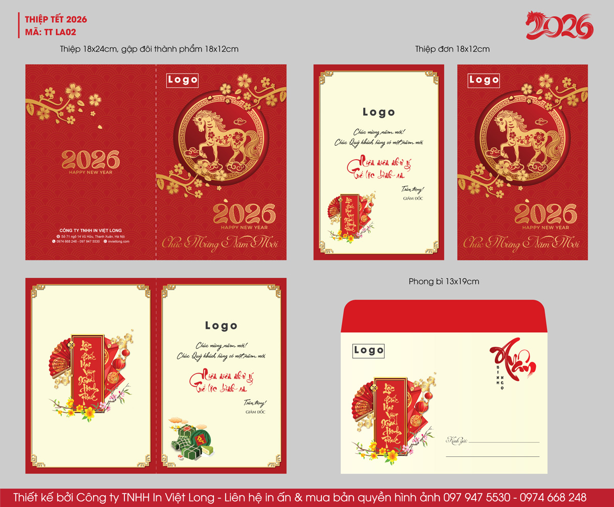 Mẫu thiệp phong bì tết 2026 tặng nhân viên khách hàng